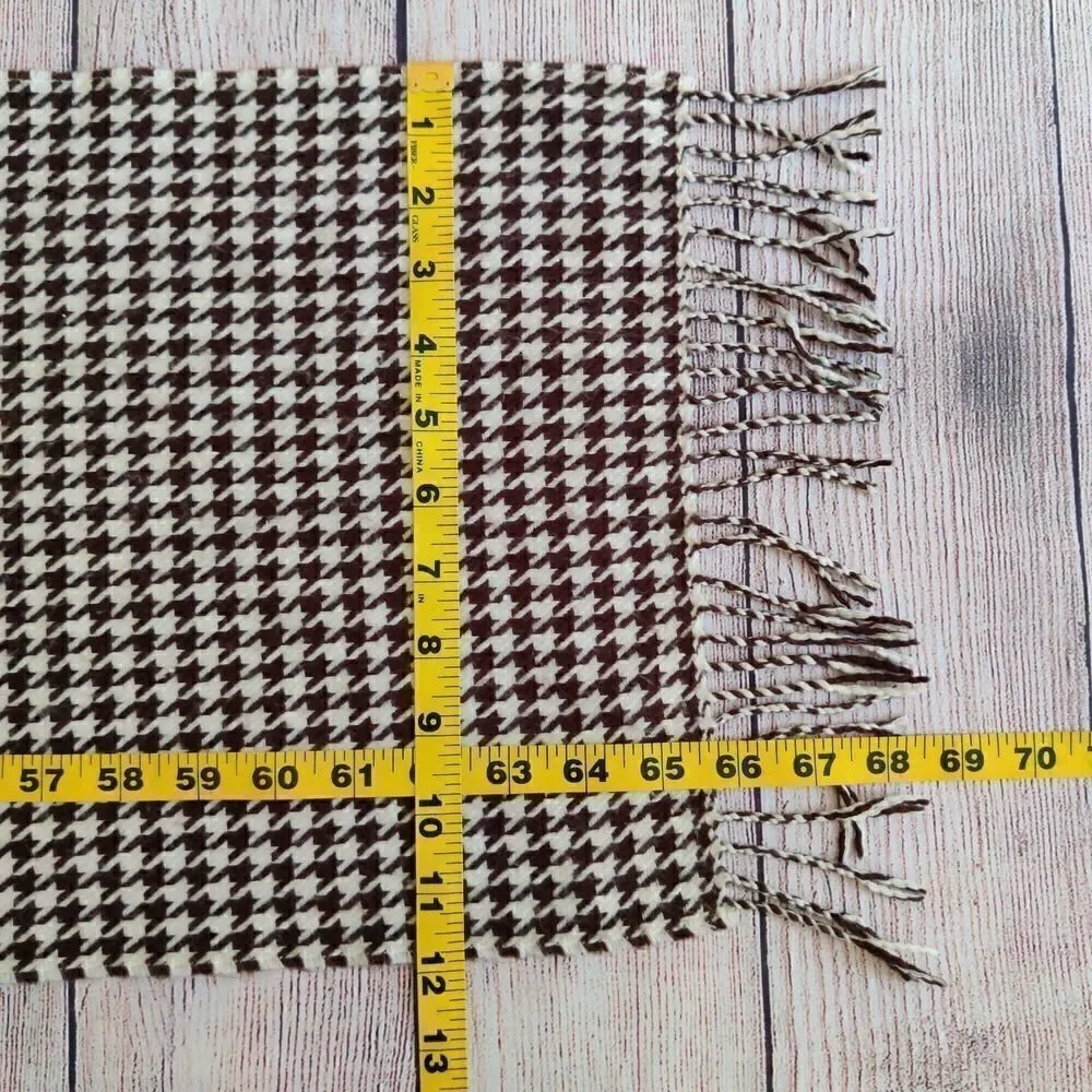 D&Y Softer Than Cashmere houndstooth fringed scarf